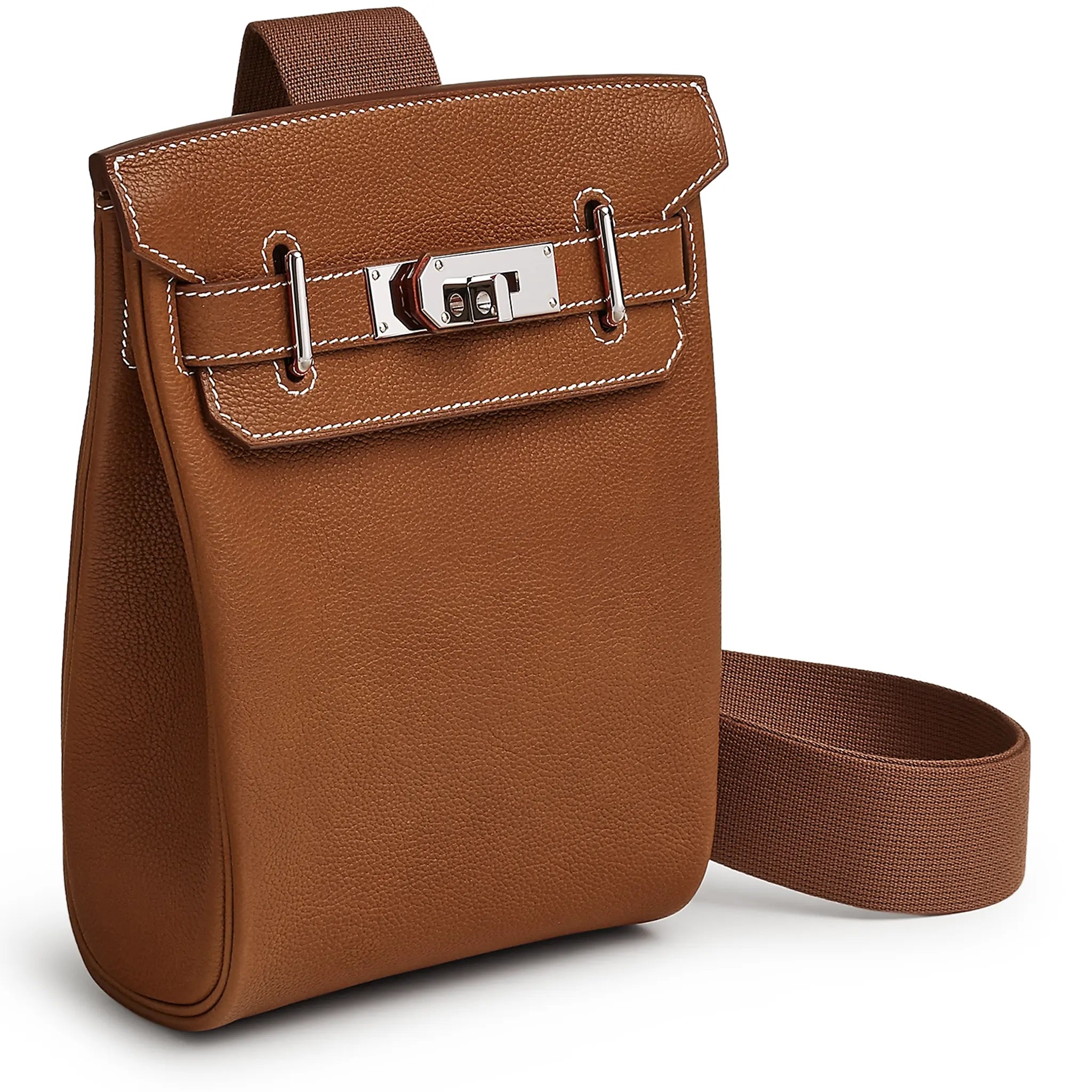 Front Side View of Hermès Hac a Dos PM Barenia Faubourg Fauve Palladium Hardware Backpack